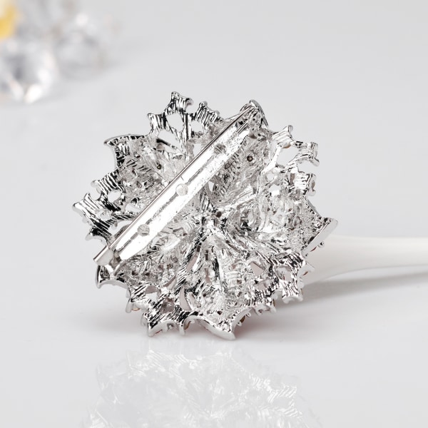 Vintage Crystal Rhinestone Broche Broche Fuld Diamant Sølv