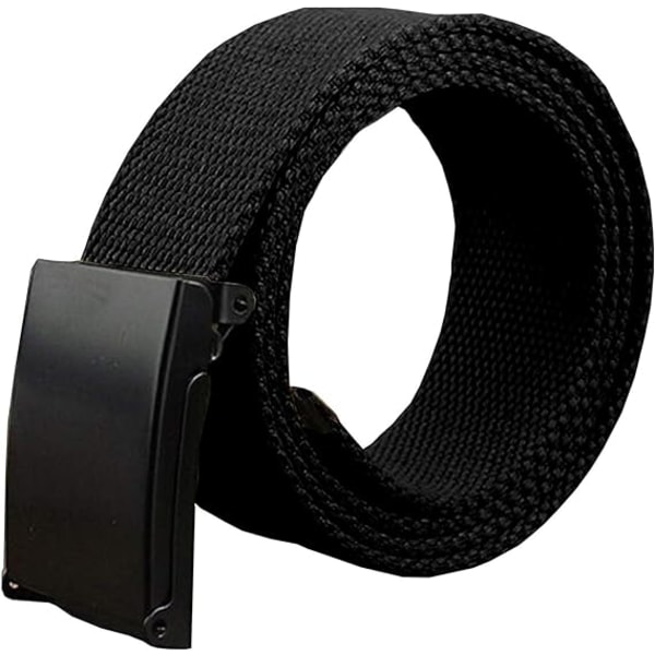 Trimmebutik Unisex Webbing Bælte Webbed Canvas Strap Metal Flip Lukning Spænde Justerbar Army Style Talje Bælte Udendørs Utility Wear 120cm