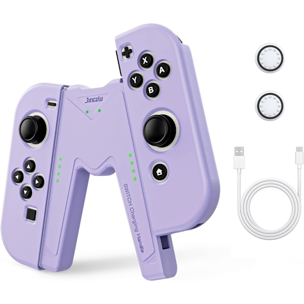 Latauskahva Nintendo Switchille/OLED:lle, Joystick-lataus mukava V-muotoinen peliohjain akun merkkivaloilla purple