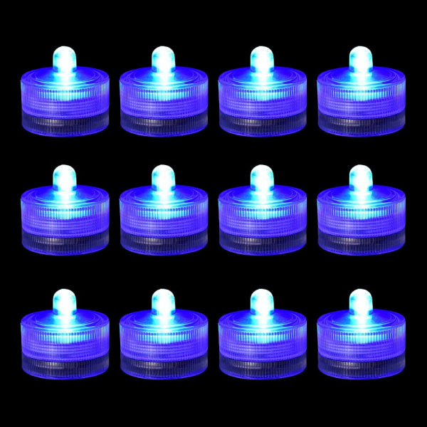 Dränkbara LED-lampor, vattentäta poollampor (12-pack, blå)
