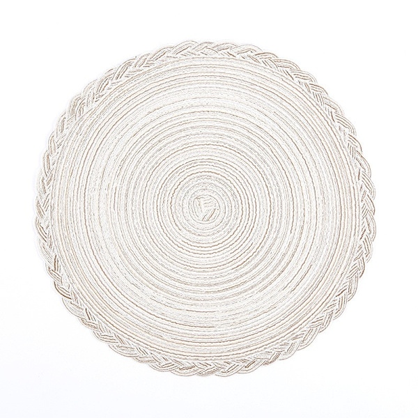 6 kappaleen pyöreä puuvillainen ruokailualusta, lämmönkestävä, pestävä, pyöreä, kudottu ruokailualustasarja, kudottu pyöreä ruokailualusta 7\"/18cm