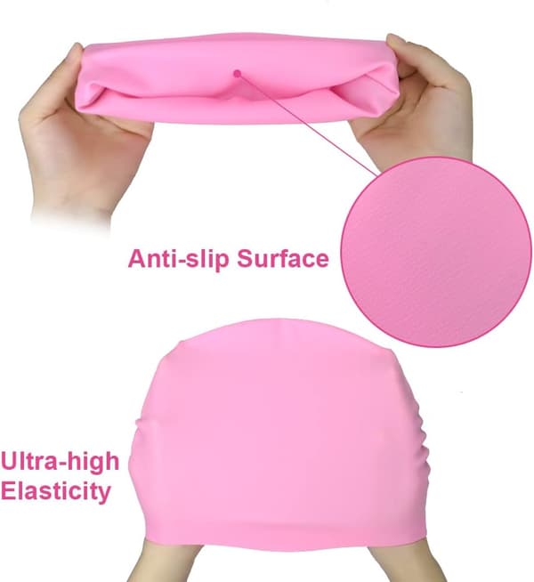 Vanntett badehette for gutter og jenter, elastisk og komfortabel, sklisikker badehette (Rosa)