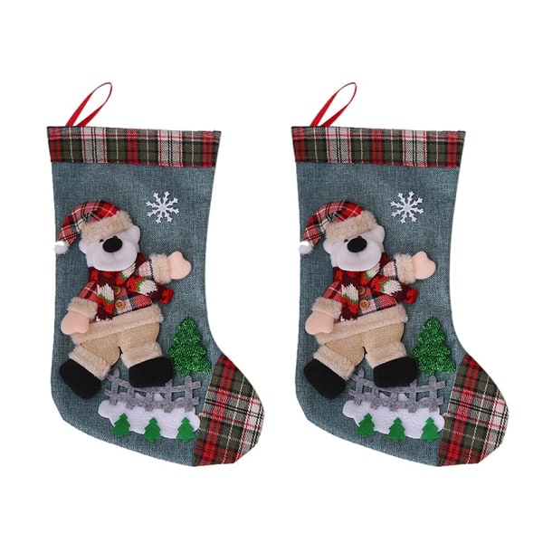 2 Pack Plaid Classic Christmas Stockings