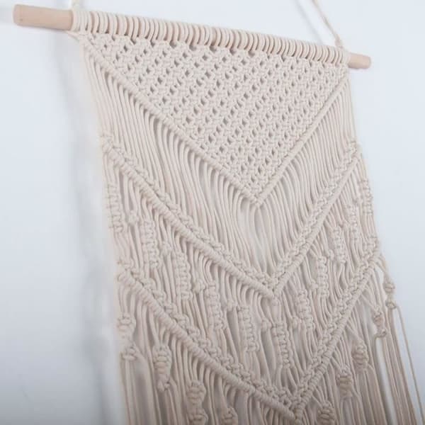 Vægophæng - Boheme hjem - Macrame - Beige - Rektangulær - Etnisk