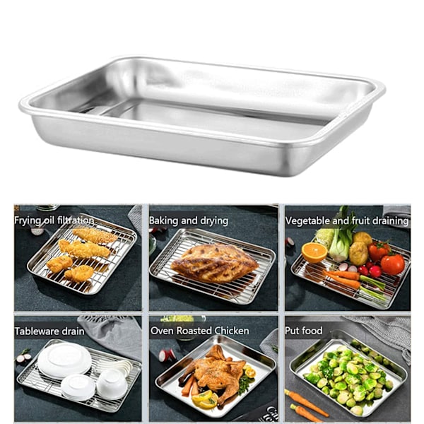 Bakplåt Kakplåt Set om 2, Rostfritt för Ugn Non Stick, Spegelpolerad Giftfri & Hälsosam Ugnsplåt, Lätt att Rengöra & Diskmaskinssäker