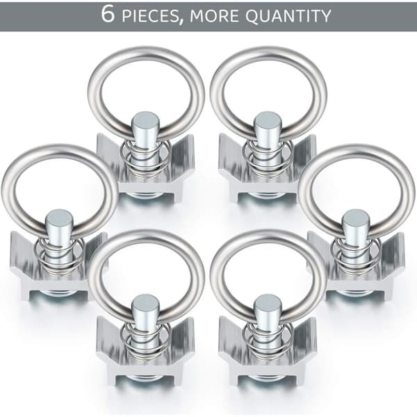 Sett med 6 enkeltpinner med ring, flylåsepinner for flylåseskinne ankerpinne ring