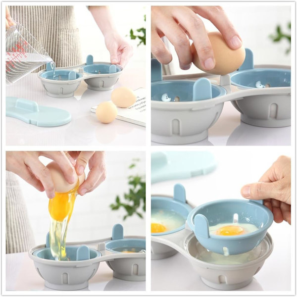 Mikrobølgeovn Egg Poacher Egg Maker Poached Egg Steamer (Blå)