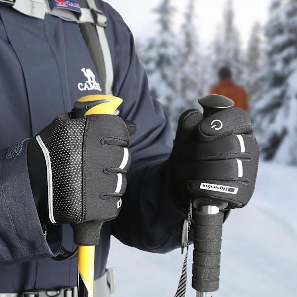 Vinter Termiske Handsker Løbe Touchscreen Handsker Vandafvisende Anti-Slip Vindtætte Koldvejr Handsker L Black L