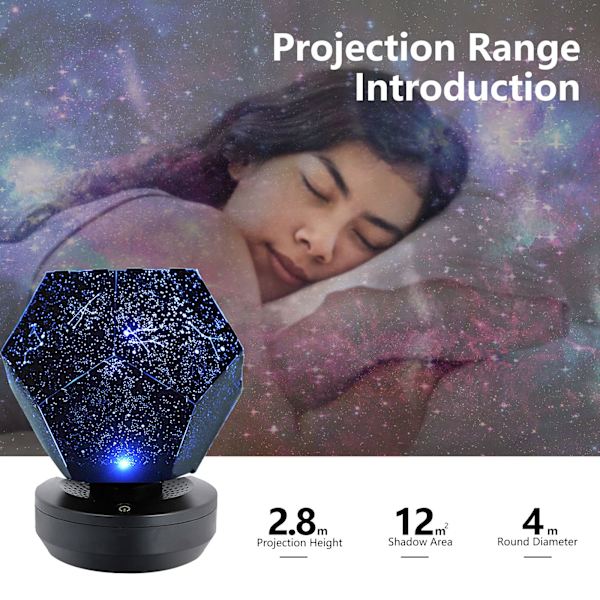 Stjerneprojektor nattlys, stjerneprojektorlampe med 3 justerbare skiftende farger, LED-stjerneprojektor for barn eller voksen soverom