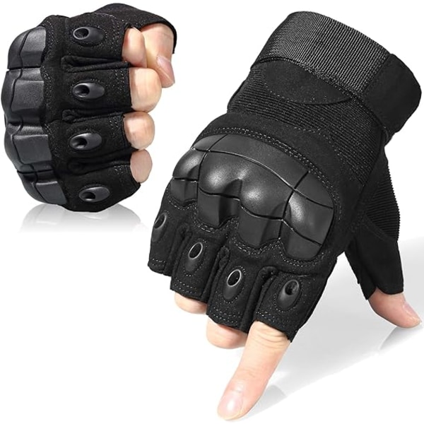 Tactical Fingerless Gloves for Motorbike Hunting Gloves(Black)