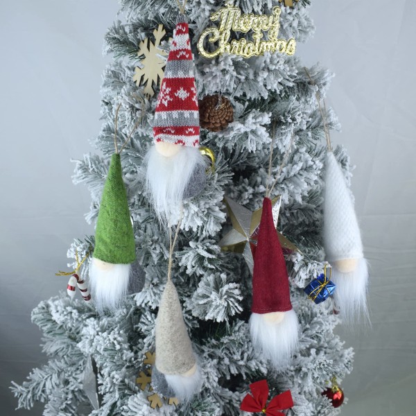 5 Pack Christmas Gnome Plysj juletrepynt