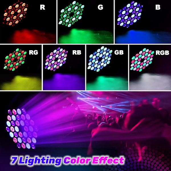 Party Discolys, 36 LED Scenelys med DMX og Fjernkontroll, 7 Moduser RGB Effekter for DJ Fester, Klubber, Barer, Familie Bursdager