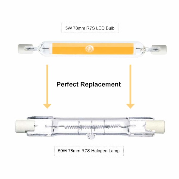 5W R7S 78MM J78 COB Filament LED-pære (2 stk., koldt hvidt 6000K)