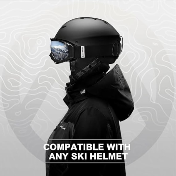 Skibriller - Overbriller Ski-/snowboardbriller for menn, kvinner og ungdom - 100 % UV-beskyttelse
