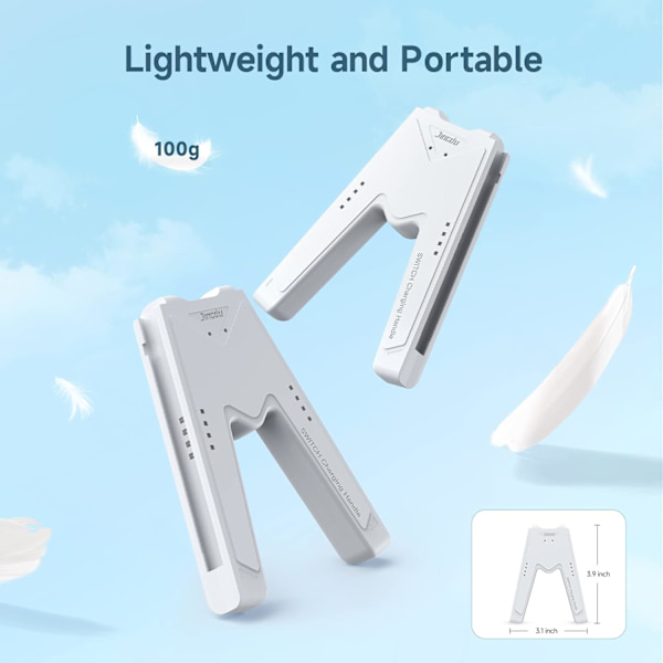 Latauskahva Nintendo Switch/OLED:lle, latausjoystick, mukava V-muotoinen peliohjain akun merkkivaloilla white