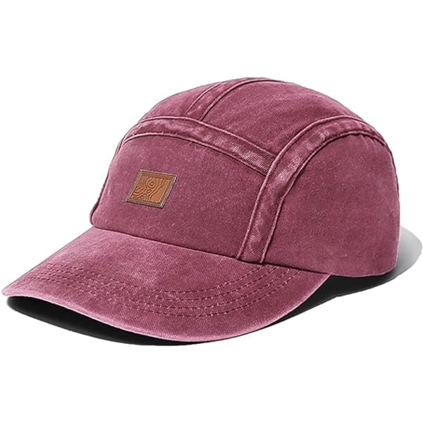 Puuvillapesty baseball- cap Vintage 5- cap matalaprofiilinen isähattu casual cap, punainen