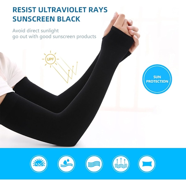 Arm Sleeves, 3 par UV-skyddande svalkande armsleeves i 3 färger, svart, vit, grå