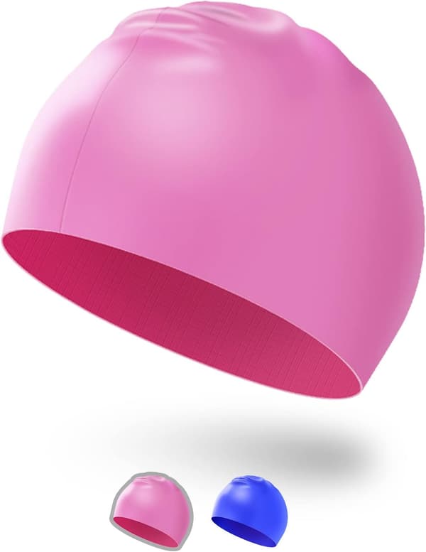 Vanntett badehette for gutter og jenter, elastisk og komfortabel, sklisikker badehette (Rosa)