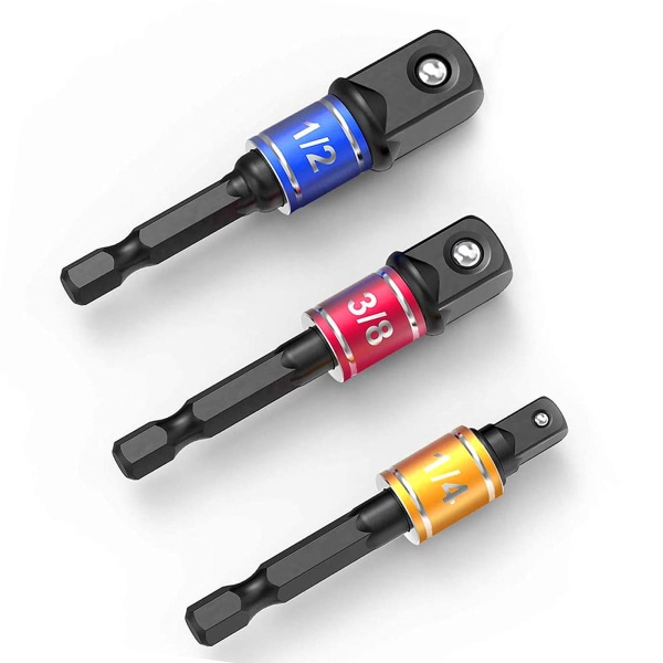 Impact Driver Socket Adapter Set (3 st/set: 1/4\", 3/8\", 1/2\")