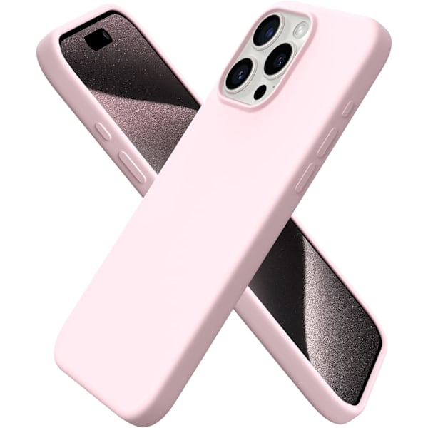 Kompatibel med iPhone 15 Pro Max Cover 6.7\", Slankt Flydende Silikone 3 Lag Fuld Dækket Blød Gel Gummi 15 Pro Max iPhone Cover 6.7 tommer pink