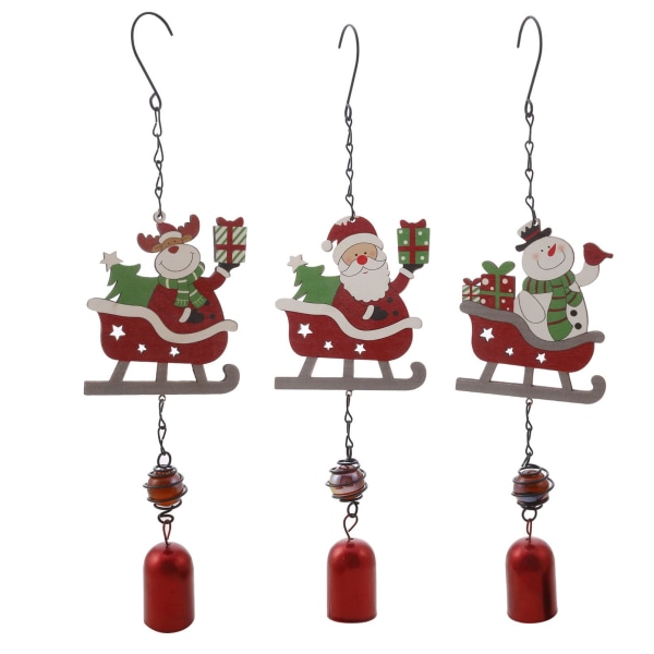 Christmas Wind Chime Wooden Hanging Ornament,Red Sleigh