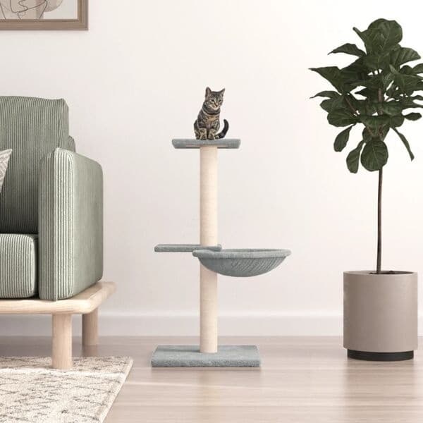 vidaXL Klorestativ med sisalstolper lysegrå 72 cm Gray 3000