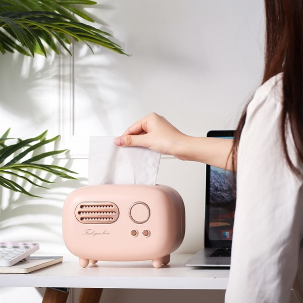 Retro Radioformad vävnadslådeöverdrag Kreativ present (rosa)