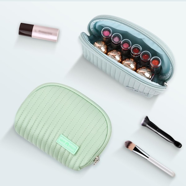 Makeup Taske Til Taske Rejse Kosmetiktasker til kvinder PU Læder Bærbar Alsidig Make Up Taske med Skalform (Small-Blå)