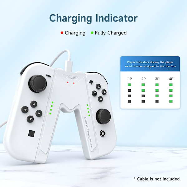 Latauskahva Nintendo Switch/OLED:lle, latausjoystick, mukava V-muotoinen peliohjain akun merkkivaloilla white