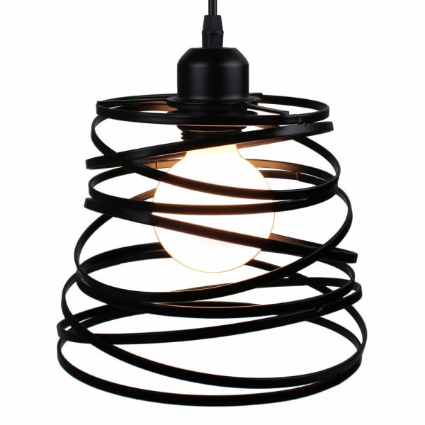 Hängande lampa industriell design Ø 20cm E27 40W, Svart (ingen glödlampa)