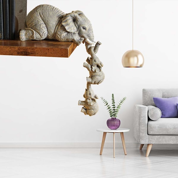 Elefant Sitter Figurer - Set om 3 för Hemskrivbordet