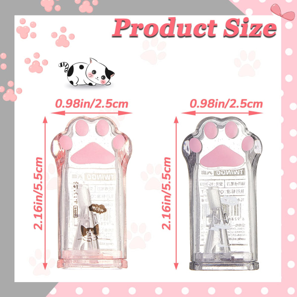 4 delar Cute Cat Paw pennvässare, rosa och grå