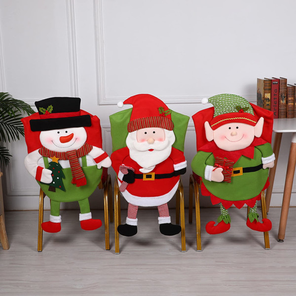 3Pcs Christmas Back Chair Cover