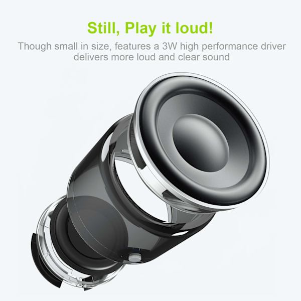 Langaton minikokoinen Bluetooth-kaiutin. IP67-vedenkestävä, pieni mutta äänekäs, kannettava kaiutin autoon, pyörään, ulkoiluun, suihkuun (musta)