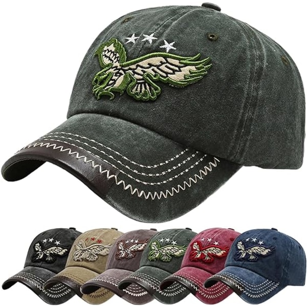 Miesten kulunut baseball-lippis, Unisex rento puuvillakirjonta-lippis, vihreä