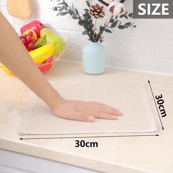 Køkkenhåndklæder 100 % ren bomuld, pakke med 6, 30 x 30 cm, højabsorberende superbløde håndklæder, til køkkenopvask, hurtigtørrende holdbart