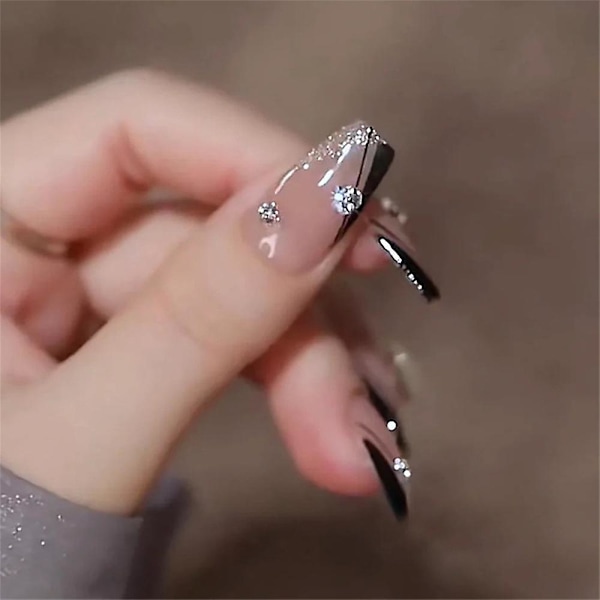 Manikyr Rhinestones, Konstgjorda Naglar, Populära Långa Press-on Naglar