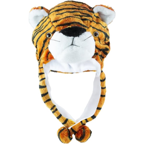 Tiger Cute Plush Animal Winter Ski Hat Aviator Style (kort)