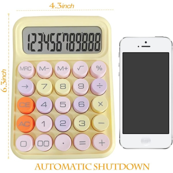 Luovasti Suunniteltu Elektroninen Makean Väriinen Laskukone, Pyöreät Painikkeet, 12-Numeroinen LCD & Suuret Pyöreät Painikkeet, Ihastuttava Laskukone