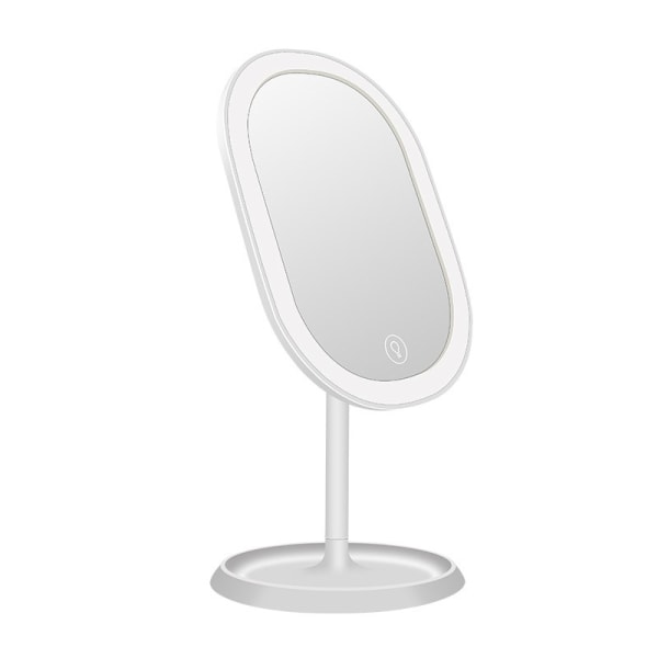 Sminkspegel med LED-lampor, bärbar och USB uppladdningsbar professionell sminkspegel, pekskärmsbrytare, 180 graders rotation för smink