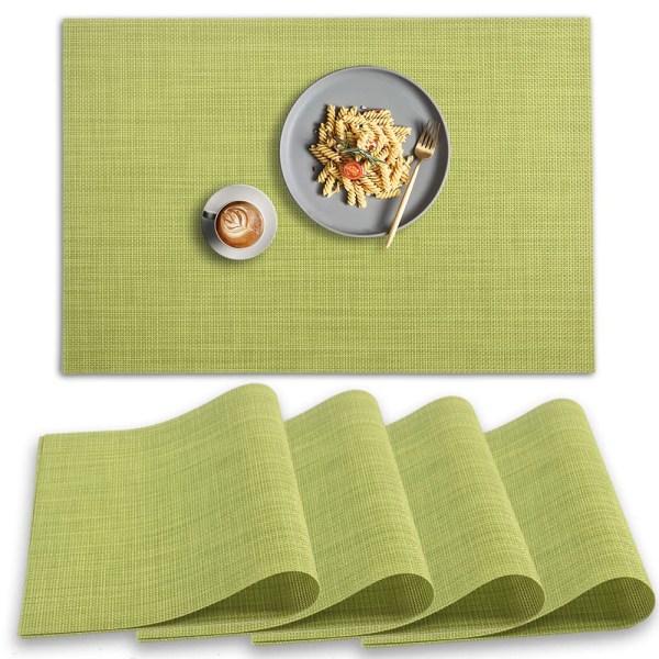 PVC bordstabletter Halkfri, värmebeständig tvättbar vinylgrön paket med 4