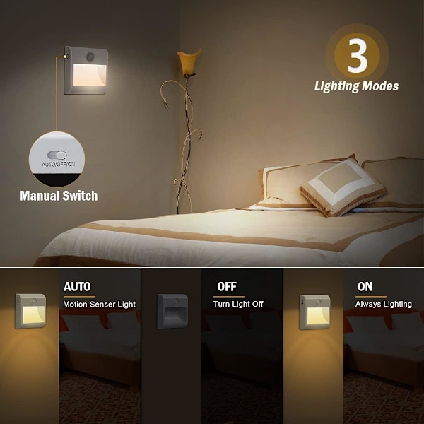 Batteridriven LED-nattlampa [2-pack], med rörelsesensor
