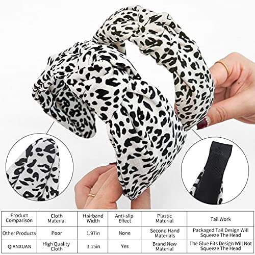 Cheetah Print Knutede Hodebånd for Kvinner Leopard Stoff Hodebånd for Kvinner Topp Knute Hodebånd for Kvinner Stoff Stoff Binde Hårbånd 4Pcs