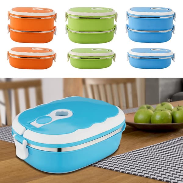 Isolert Bento Matboks i Rustfritt Stål (Blå 2 Lag) Blue