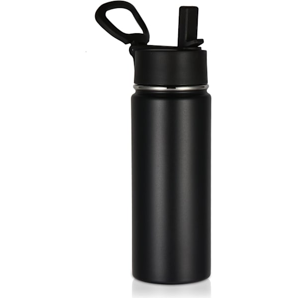 18oz Isolerte Vannflaske for Barn, Rustfritt Stål Vannflasker med Straw Lopp, Dobbelvegget Vakuum Gjenbrukbar Metall Termisk Vannflaske