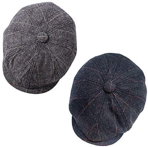 2-pakning Flat Caps, Vinterluer, Bereter for Menn, Varm Ull Bomullsstoff Lue