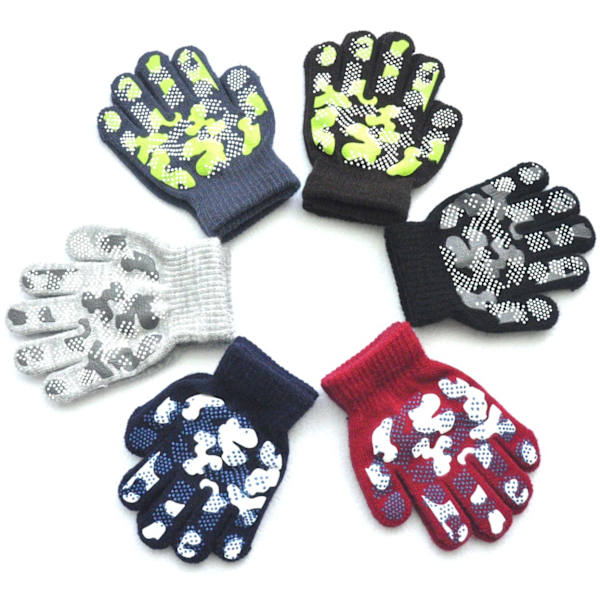 6 par magiska handskar, vinter stickade helfinger stretch handskar för 3~6 år gamla barn flickor pojkar