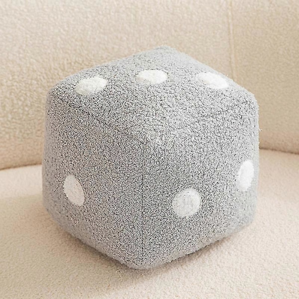 30cm Kreativa Tärningsserie, Plyschleksaker Kudde, Rolig Craps Kastkudde, Fylld Mjuk Soffa Ryggkudde Heminredning Present gray