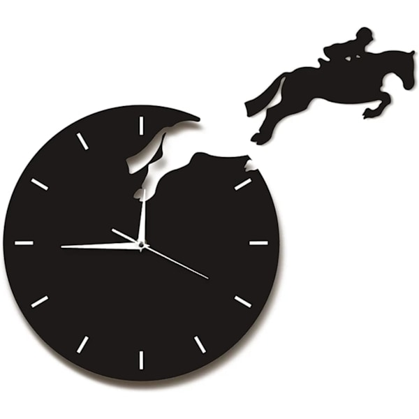 Art Deco Knight Jump Wall Watch Häst Riddare Hoppande Klocka 3D Väggklocka Hästridning