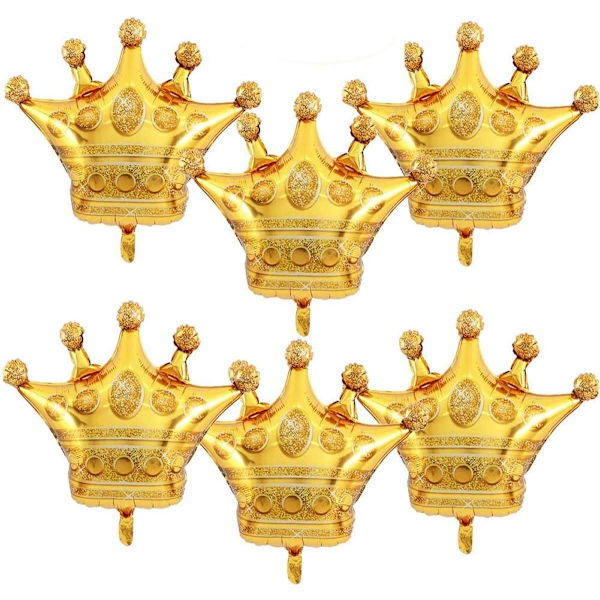 6 stk 30 tommers kroneballonger gull